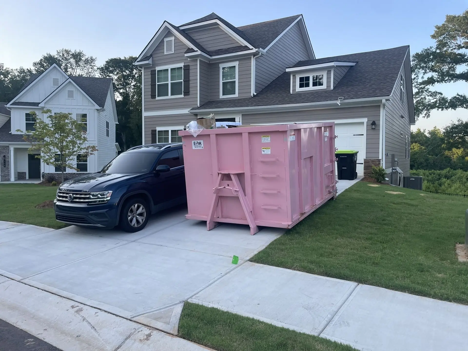 21-yard dumpster in driveway in McDonough GA